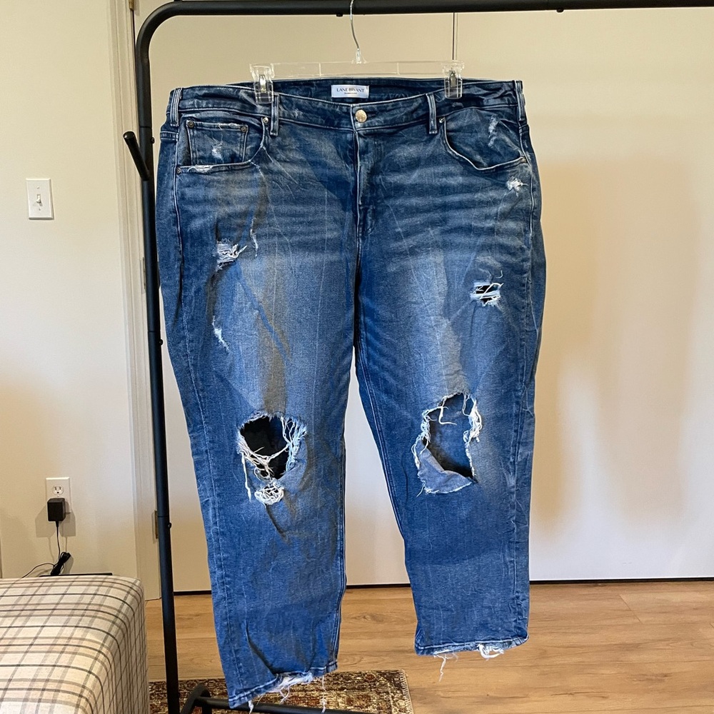 Lane Bryant Distressed Boyfriend Jeans in Blue